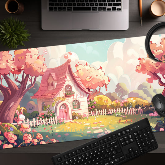 Kawaii Style Whimsical Cottage House Creature Dreams Extended XL Gaming Mouse Pad