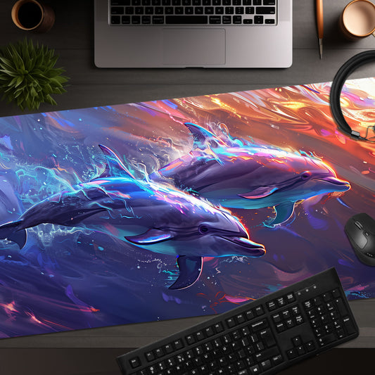 Dolphins Swimming Together Pair Extended XL Gaming Mouse Pad