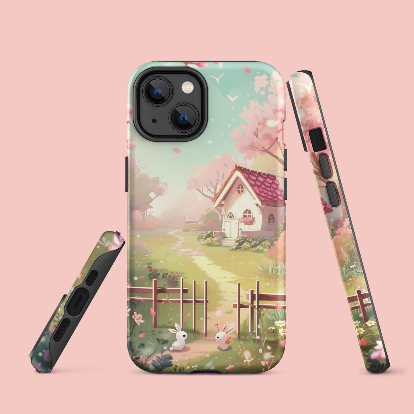 Kawaii Style Bunnies Visit Tough Case For iPhone