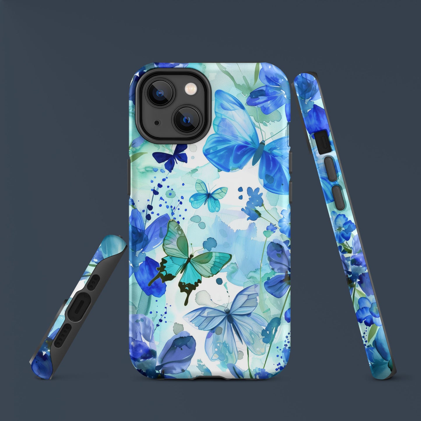 Blue Watercolor Butterflies Tough Case For iPhone