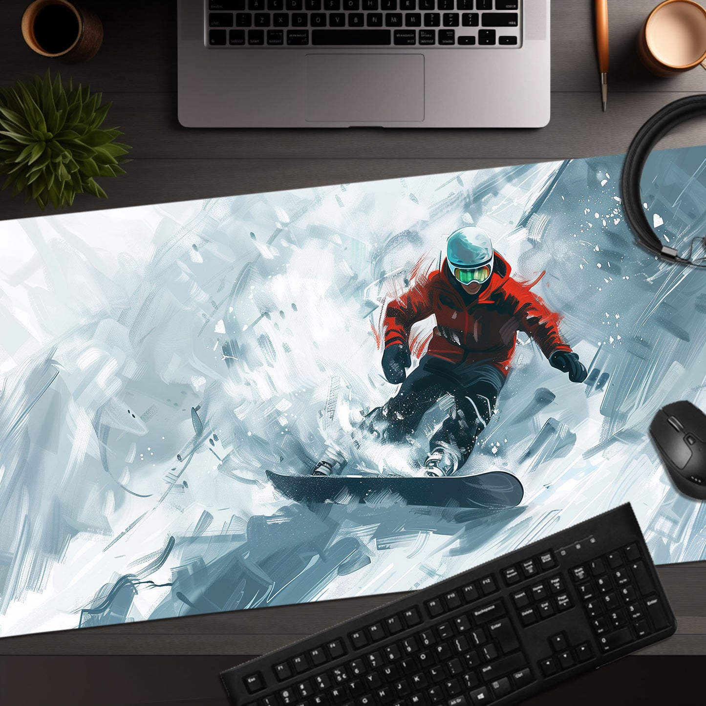 Snowboard Riding Freestyle Extended XL Gaming Mouse Pad