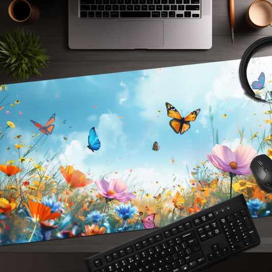 Colorful Wildflower & Butterfliers Floral Extended XL Gaming Mouse Pad