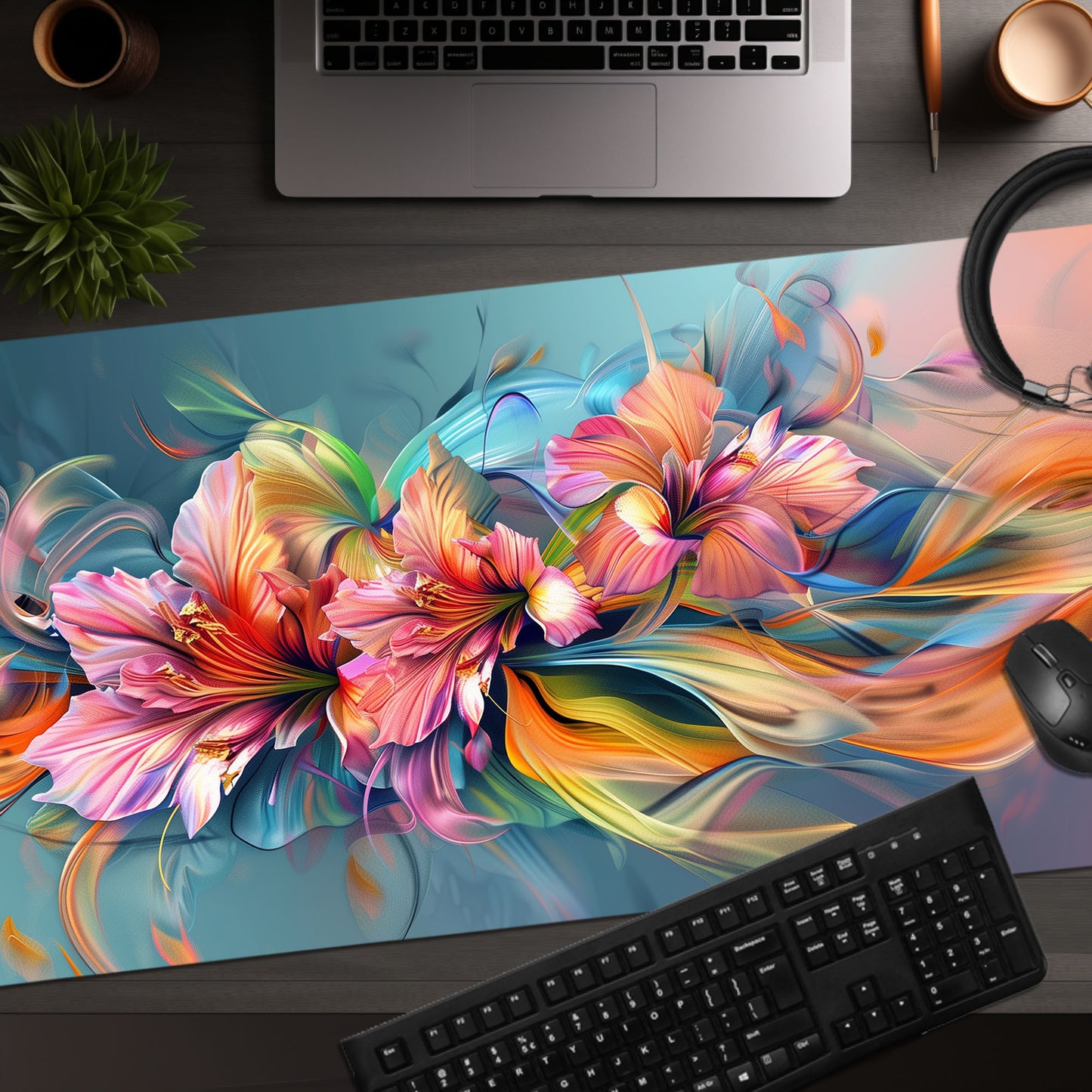 Stargazer Lilies Bouquet Flowers Extended XL Gaming Mouse Pad