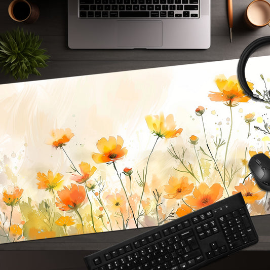 Yellow & Orange Wildflower Floral Extended XL Gaming Mouse Pad