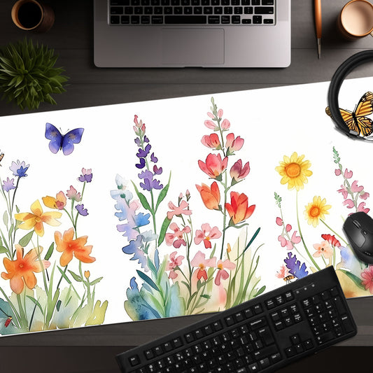 Elegant Monarch Butterfly Amongst Flowers Extended XL Gaming Mouse Pad