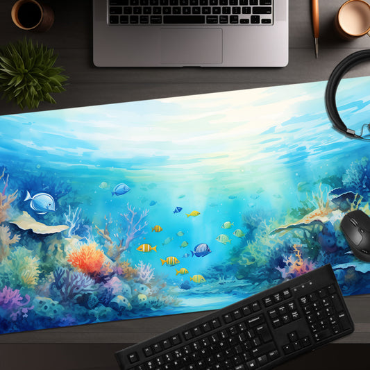 Magical Ocean Scene With Fish & Coral Extended XL Gaming Mouse Pad