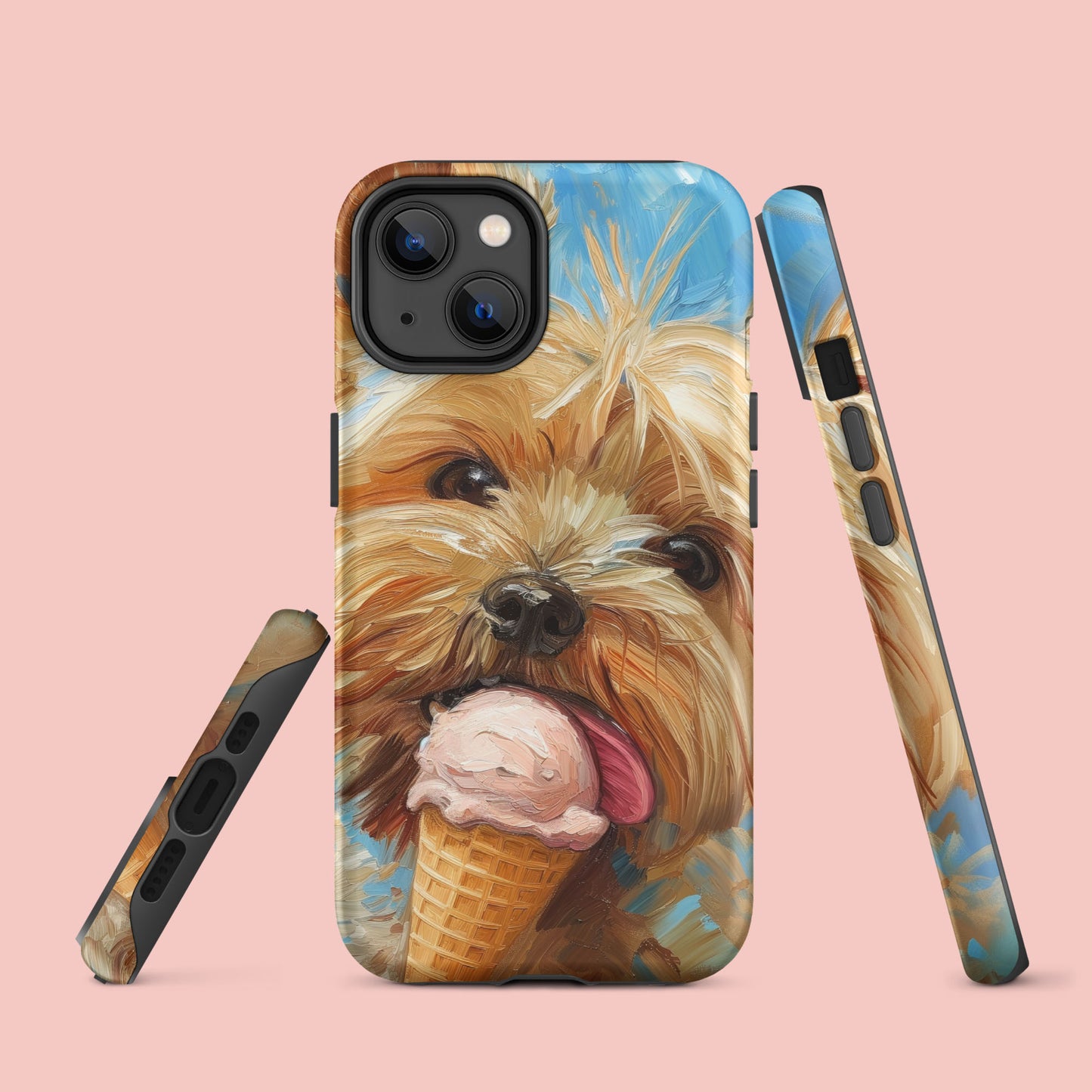 Yorkie Puppy Dog with Ice Cream Tough Case For iPhone