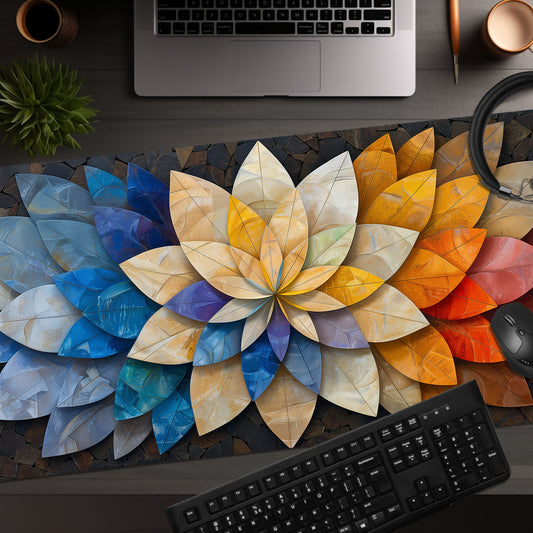 3D Abstract Lotus Medallion Floral Spirograph Art Extended XL Gaming Mouse Pad