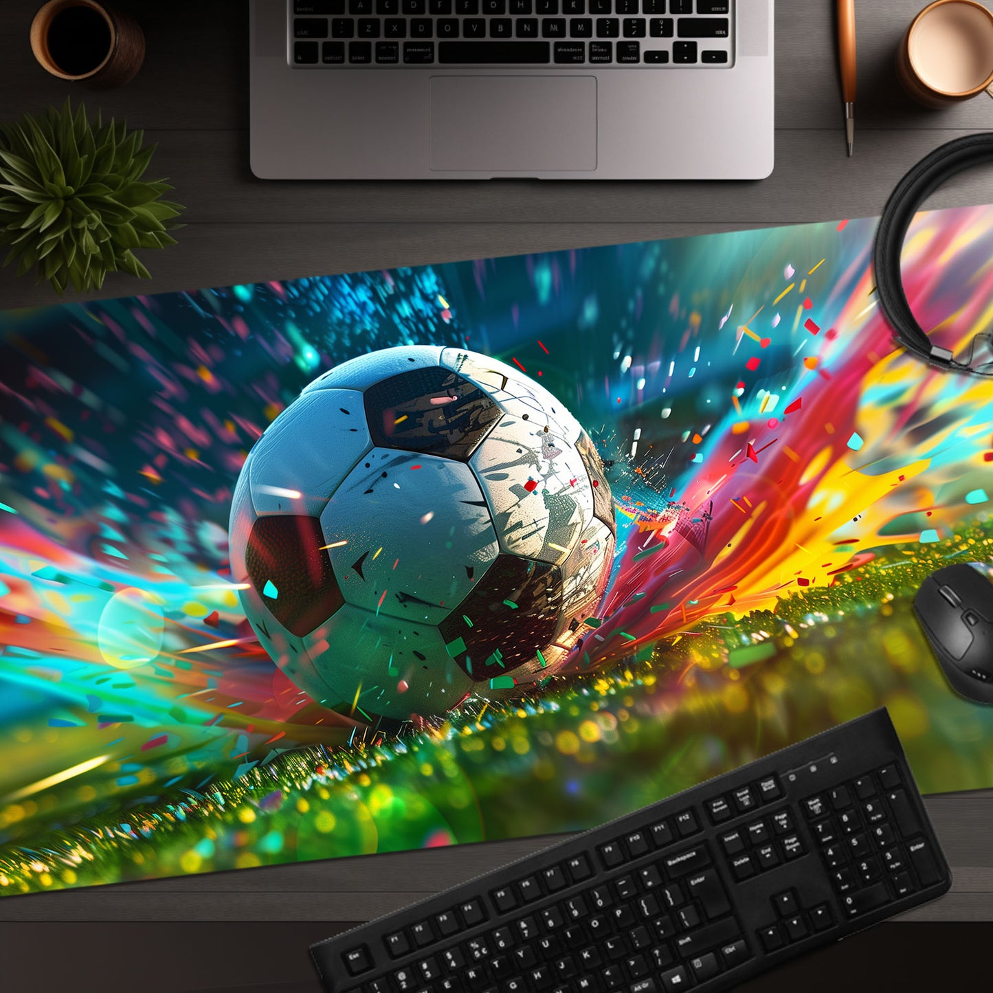 Soccer Ball Football Action Art Extended XL Gaming Mouse Pad