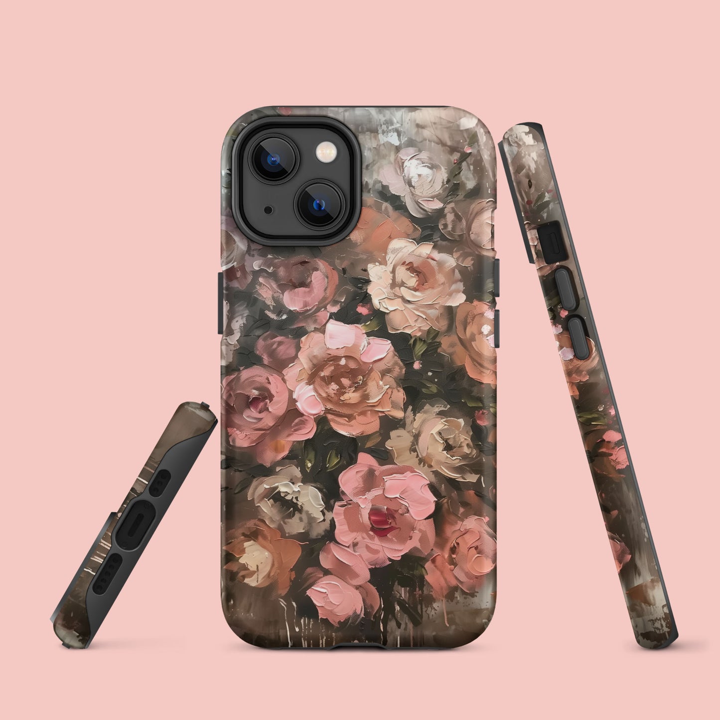 Brown and Pink Roses Cottage Core Tough Case For iPhone