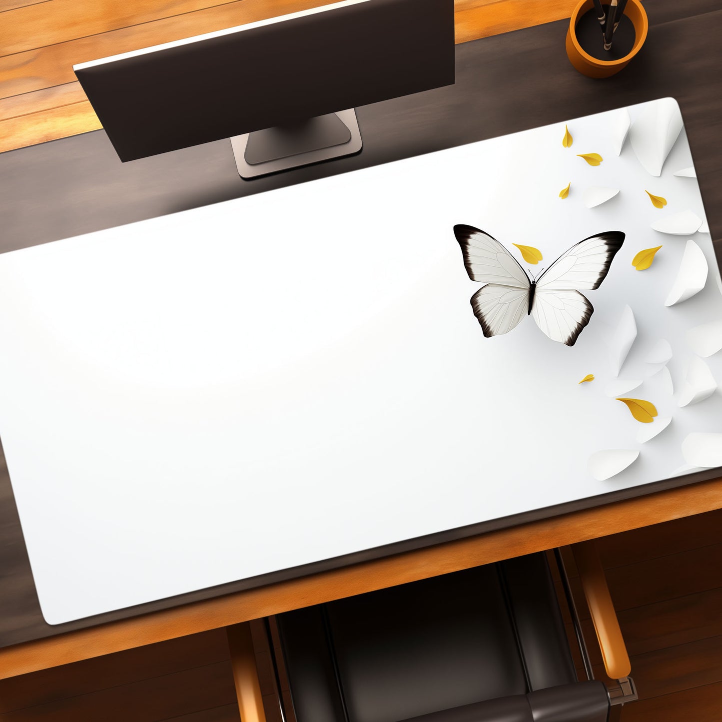 3D Abstract White Minimalist Butterfly Extended XL Gaming Mouse Pad