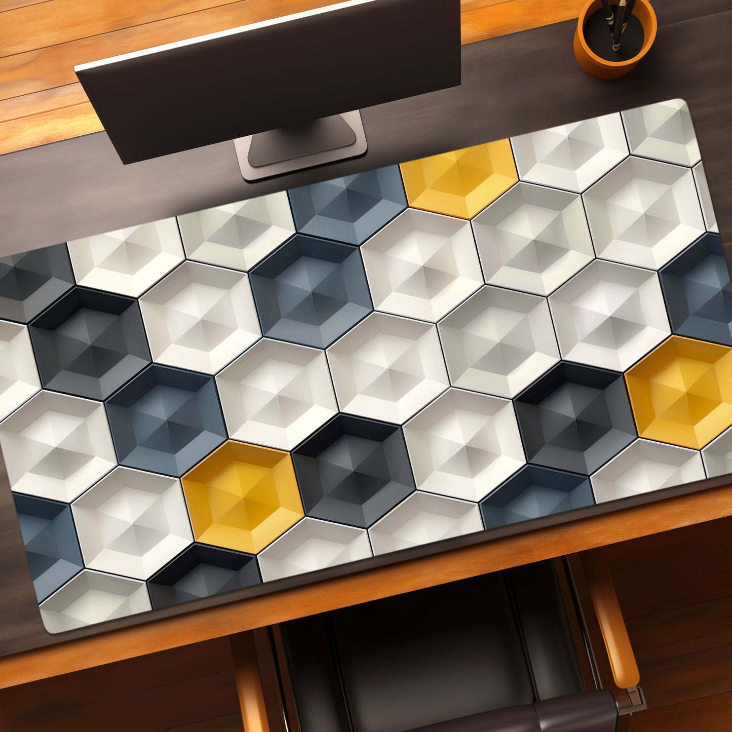 3D Abstract Honeycomb Hexagon Extended XL Gaming Mouse Pad