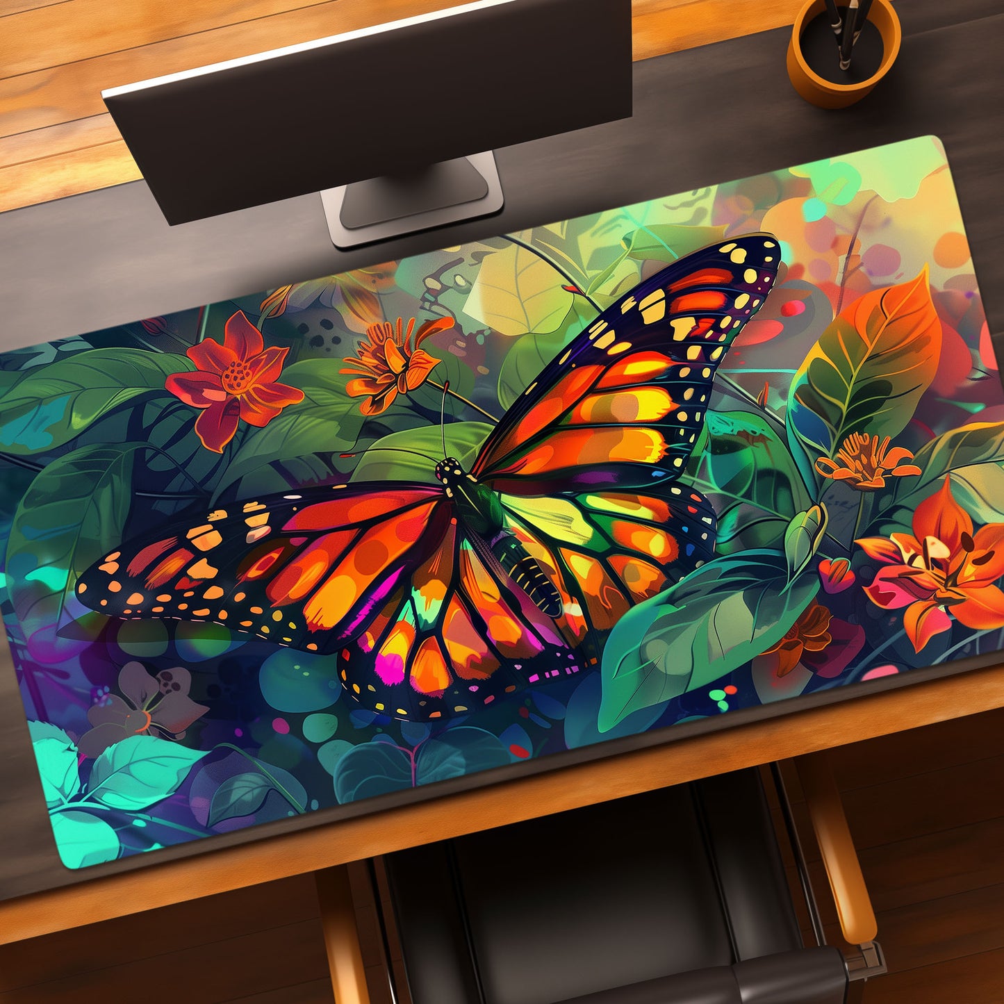 Brilliant Monarch Butterfly Flowers Extended XL Gaming Mouse Pad