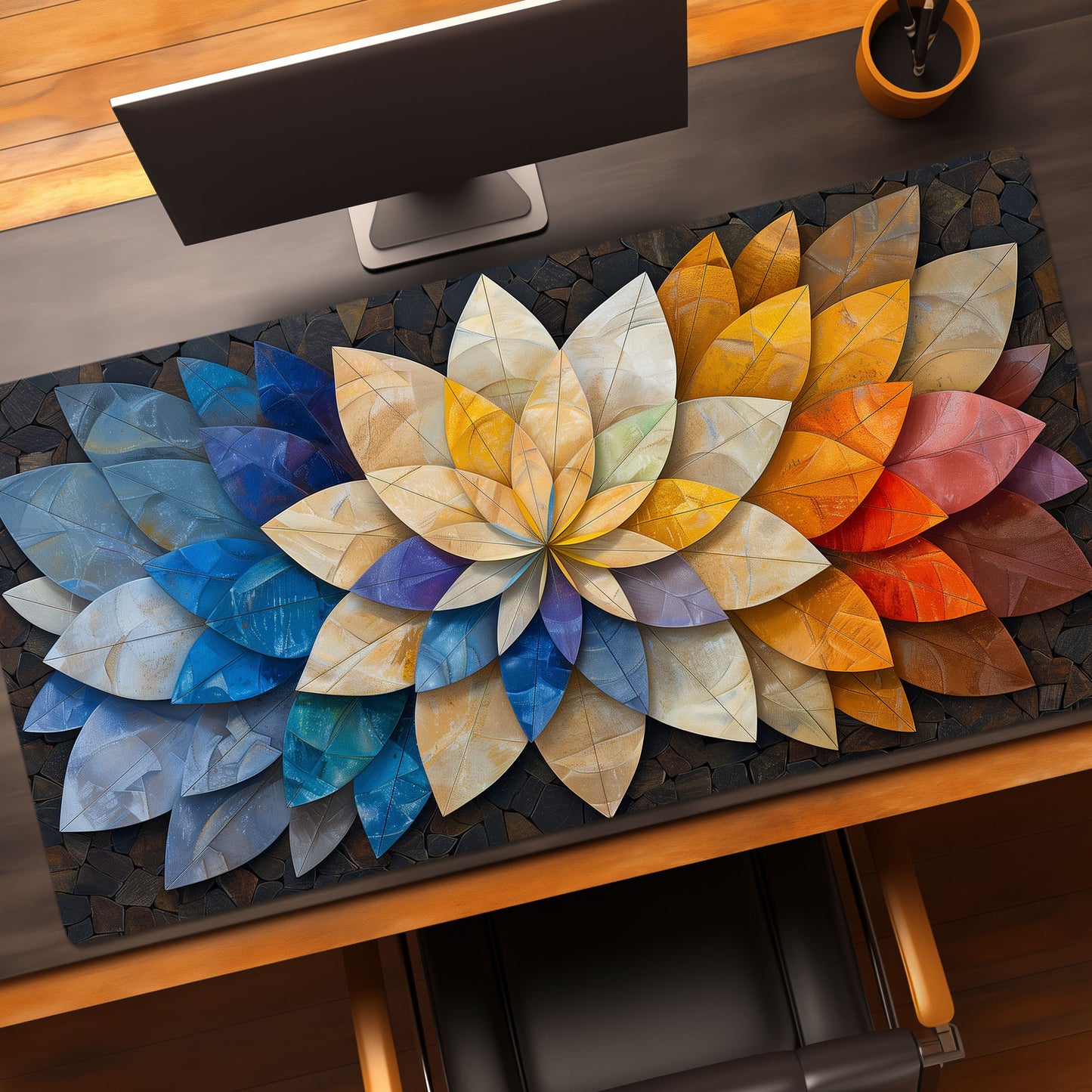 3D Abstract Lotus Medallion Floral Spirograph Art Extended XL Gaming Mouse Pad