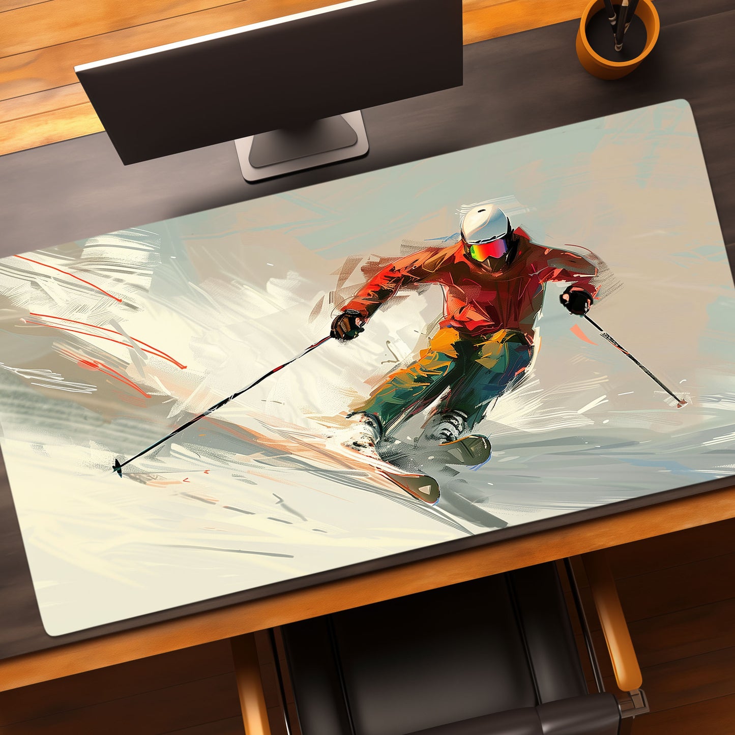 Skiing Downhill Slope Dynamic Action Carving Extended XL Gaming Mouse Pad