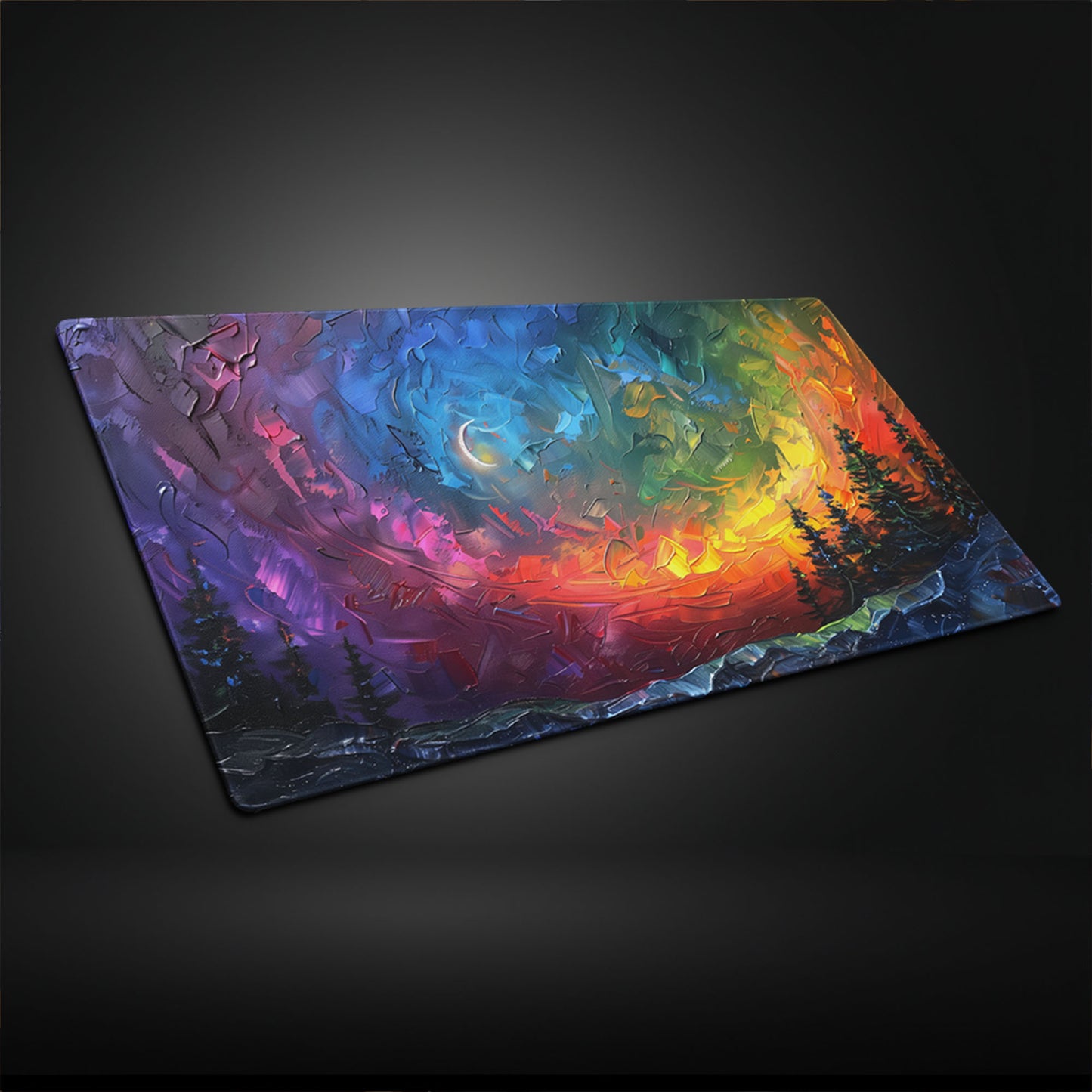 Aurora Borealis Northern Lights Impasto Colorful Landscape Extended XL Gaming Mouse Pad