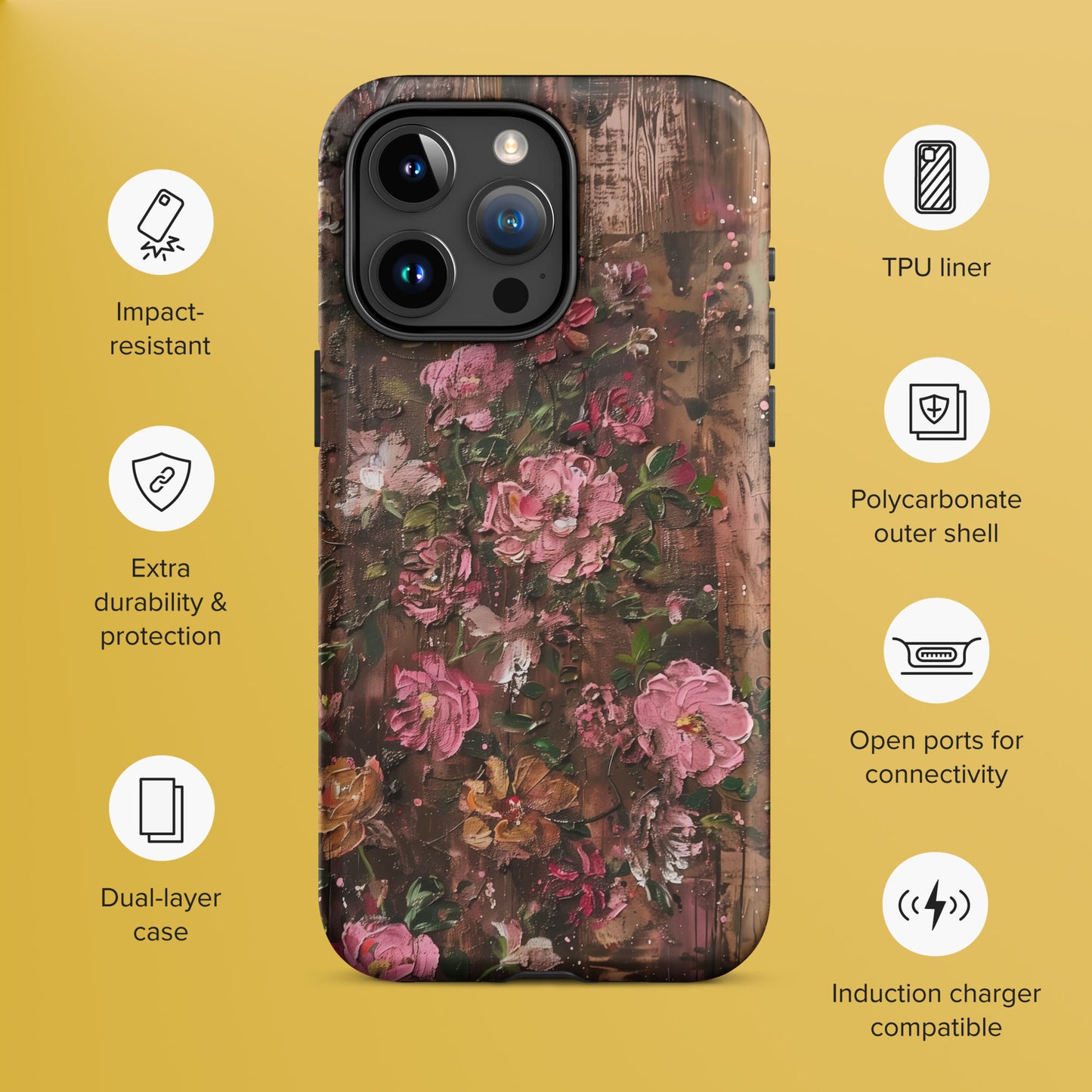 Pink Roses Cottage Core Tough Case For iPhone