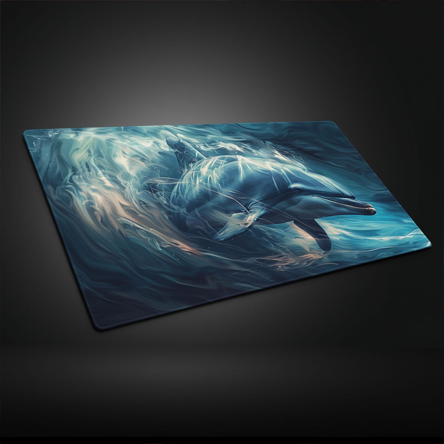 Blue Dolphin Swirling In The Ocean Extended XL Gaming Mouse Pad