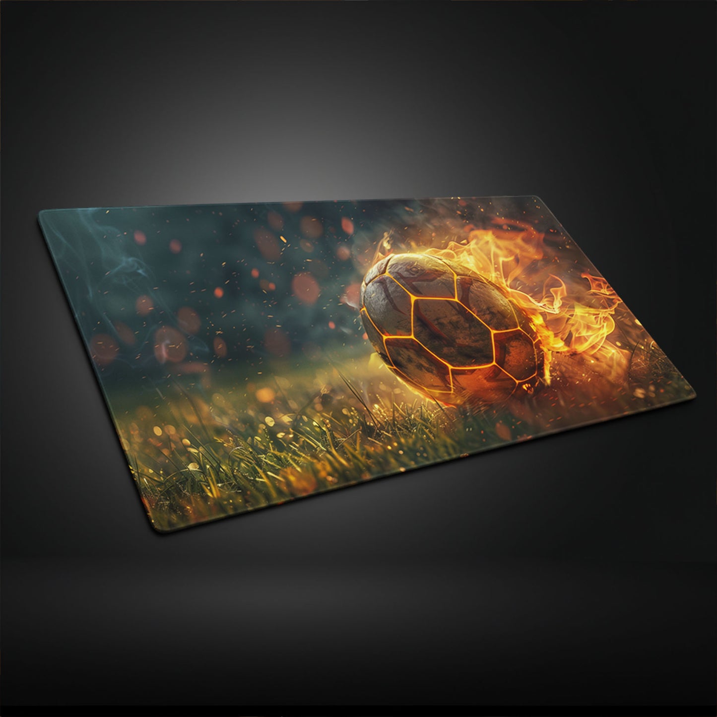 Fiery Soccer Ball Football Extended XL Gaming Mouse Pad