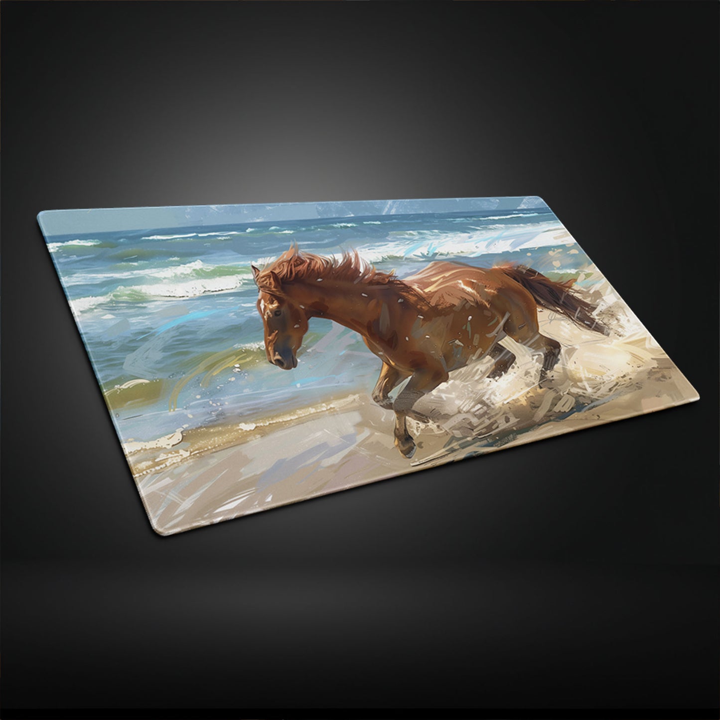 Wild Horse Oceanside Landscape Desk Mat, North Carolina Inspiration Extended XL Gaming Mouse Pad