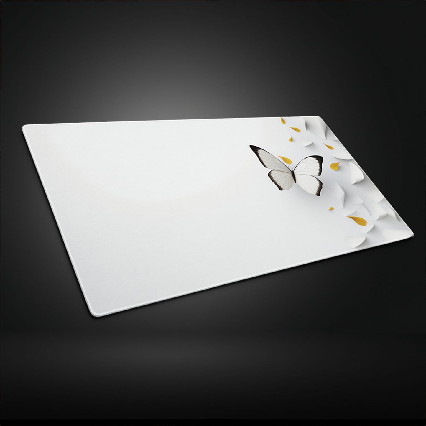 3D Abstract White Minimalist Butterfly Extended XL Gaming Mouse Pad