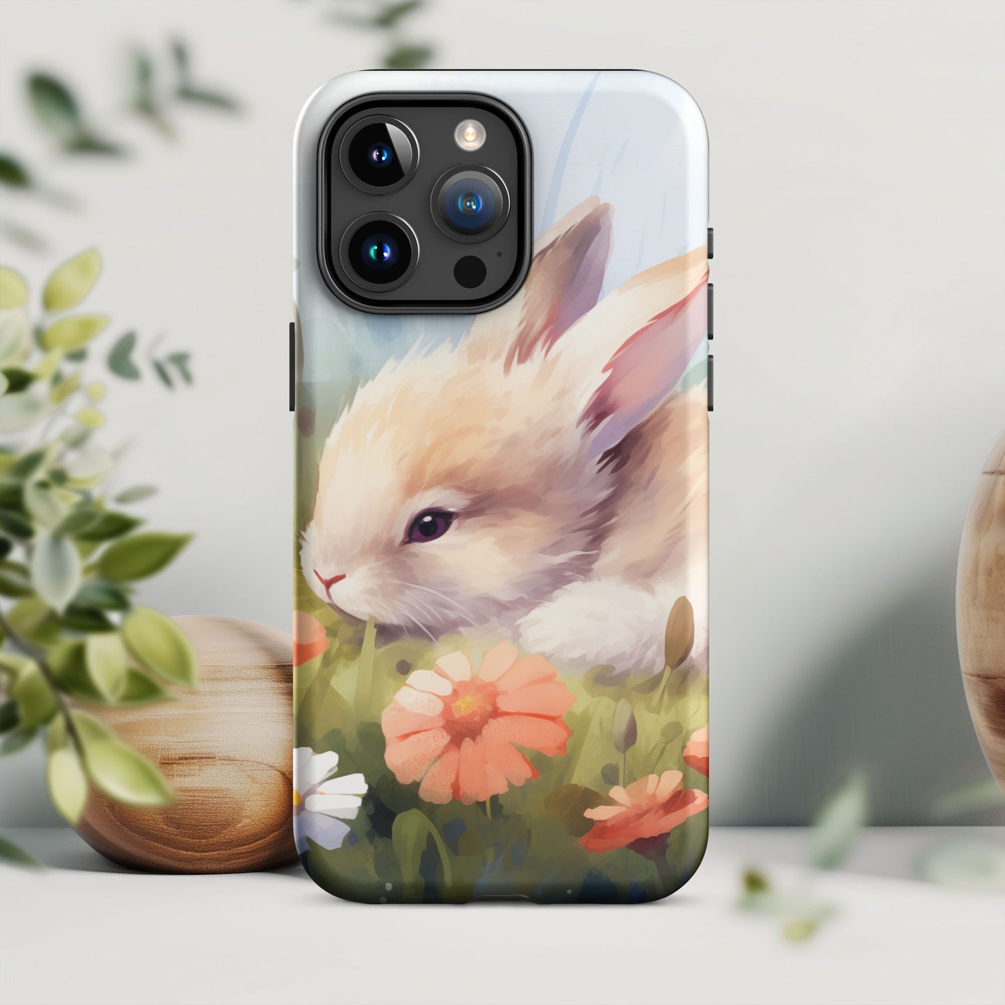 Bunny Rabbit Floral Tough Case For iPhone