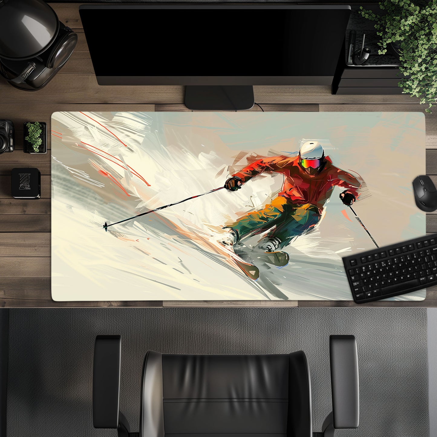 Skiing Downhill Slope Dynamic Action Carving Extended XL Gaming Mouse Pad