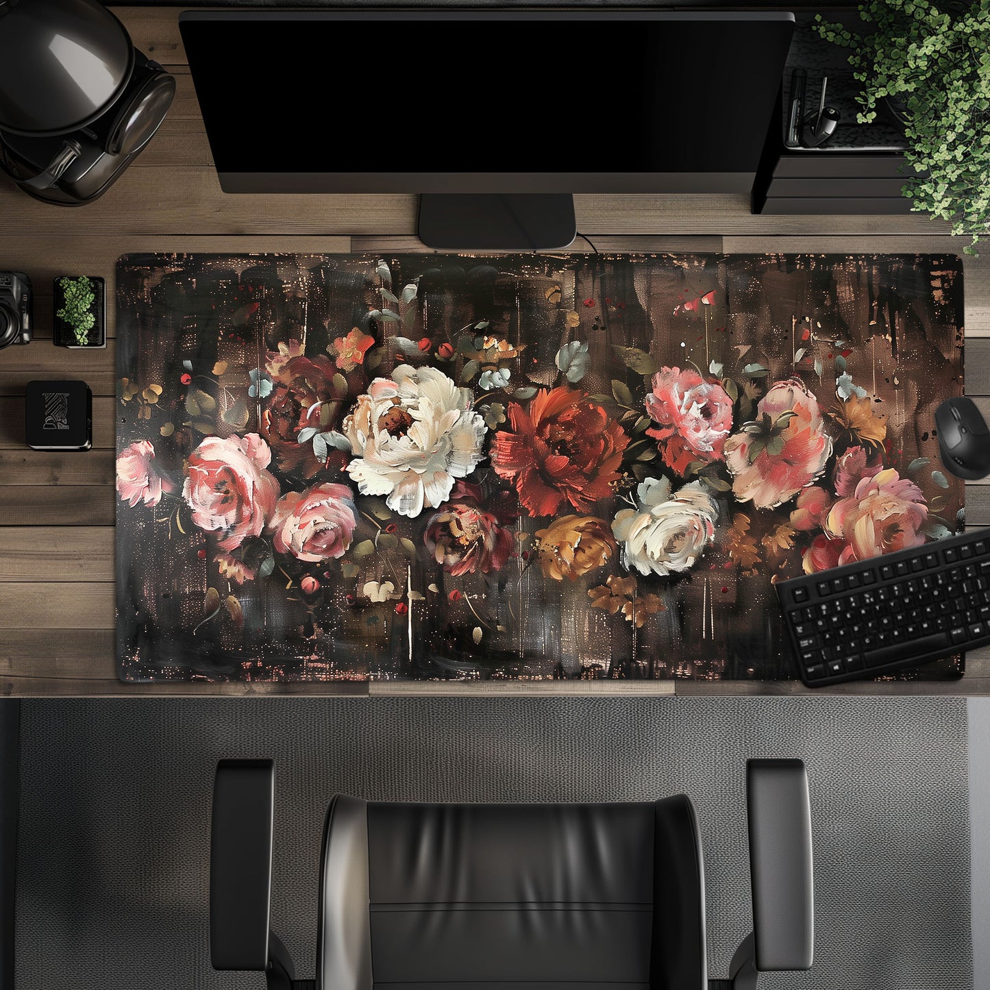 Cottagecore Rustic Roses Floral Extended XL Gaming Mouse Pad