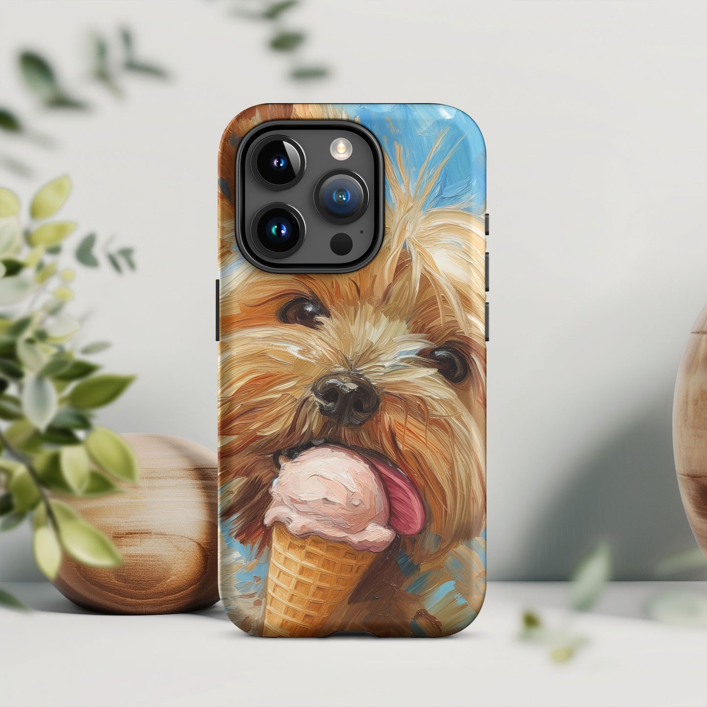 Yorkie Puppy Dog with Ice Cream Tough Case For iPhone