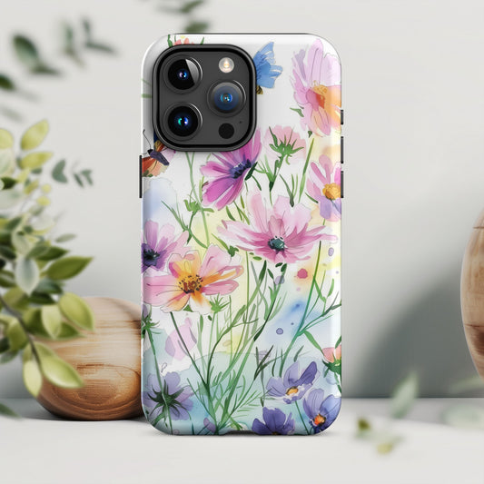 Watercolor Floral Butterfly Tough Case For iPhone