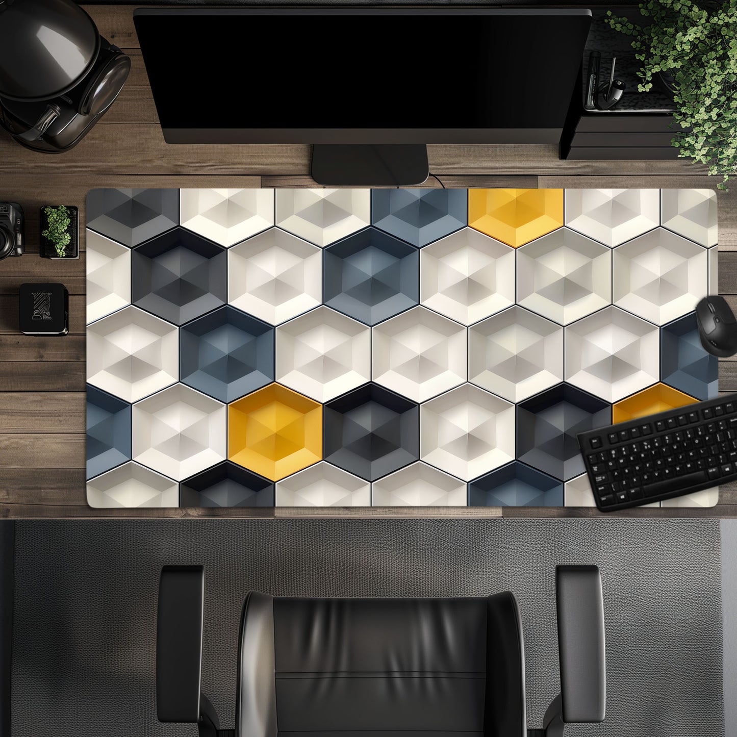 3D Abstract Honeycomb Hexagon Extended XL Gaming Mouse Pad