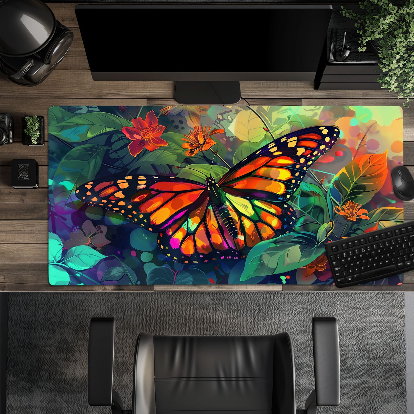 Brilliant Monarch Butterfly Flowers Extended XL Gaming Mouse Pad