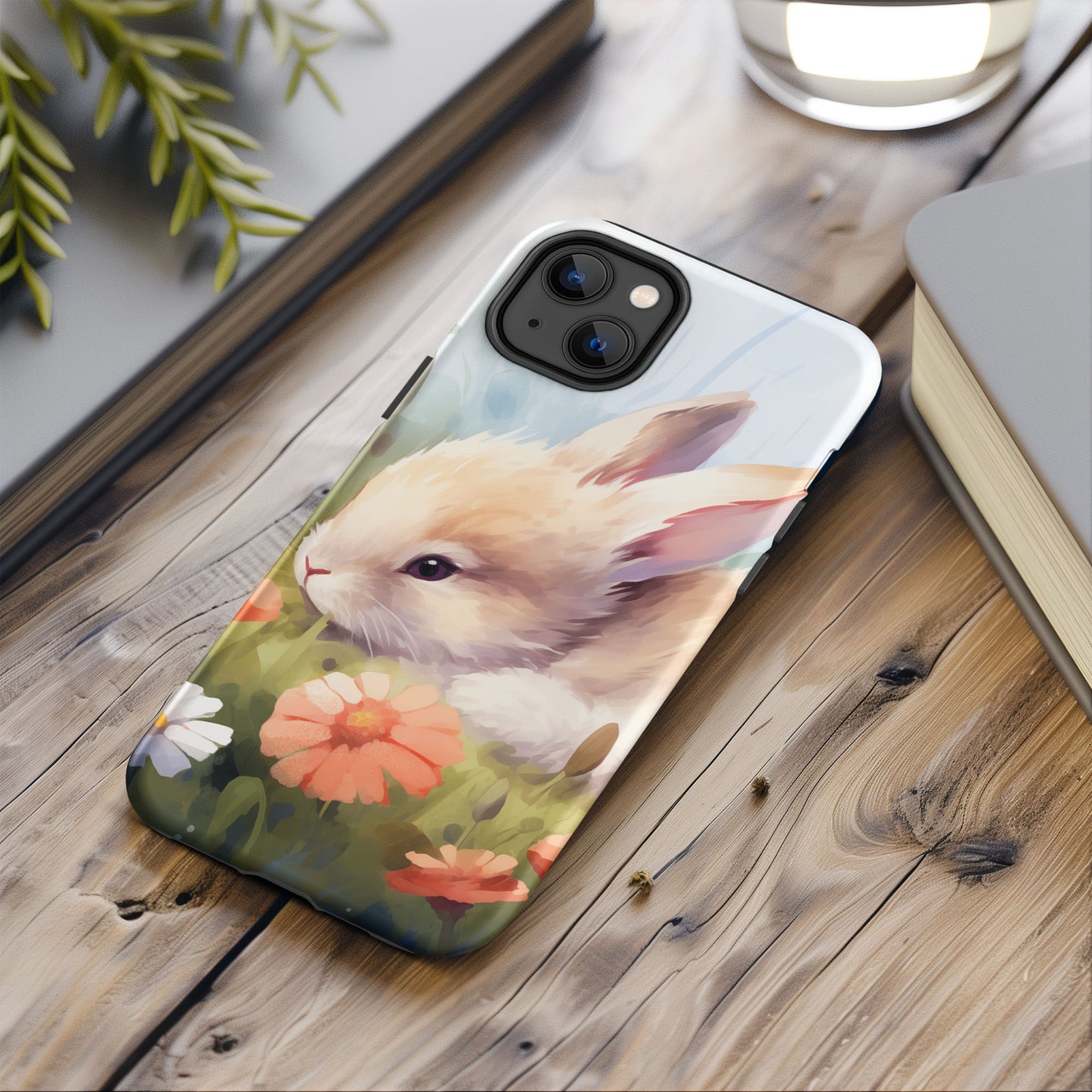 Bunny Rabbit Floral Tough Case For iPhone