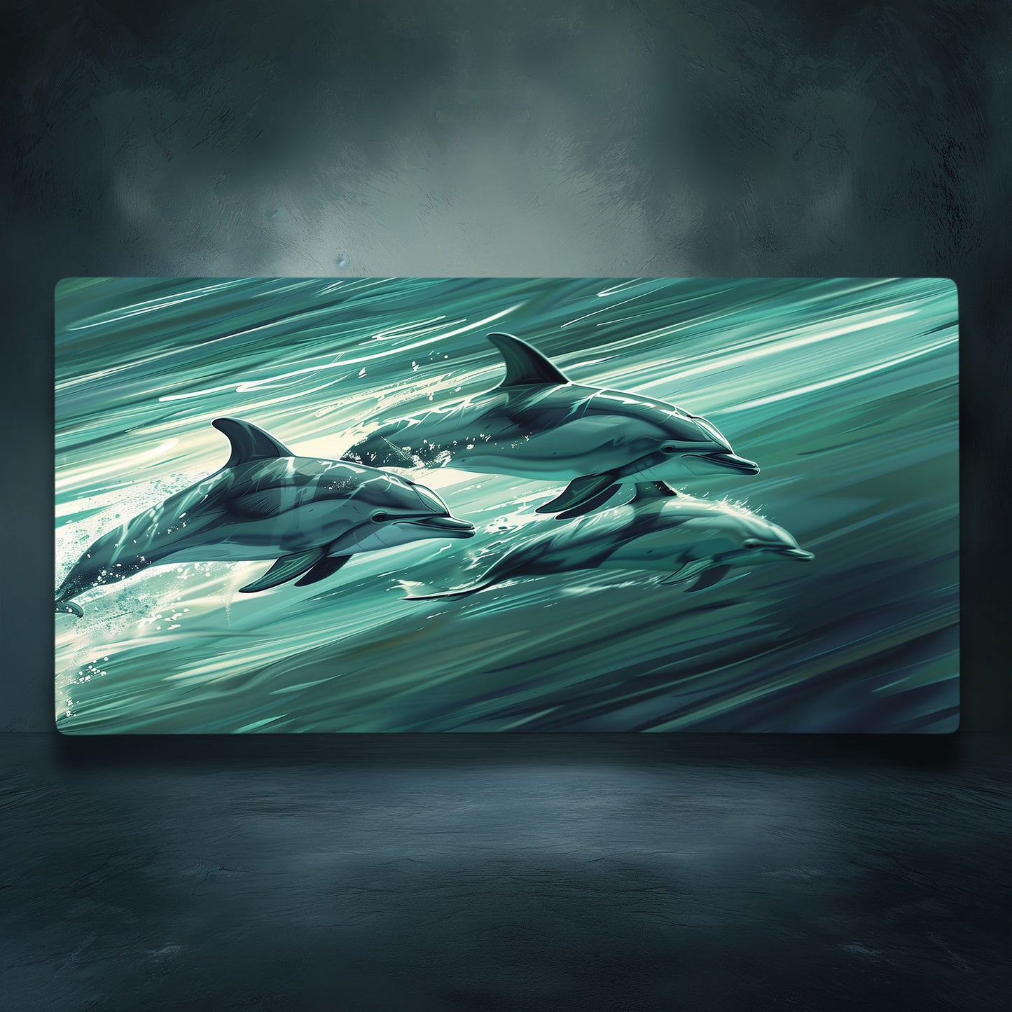 Dolphin Pod Trio Swimming Together Extended XL Gaming Mouse Pad