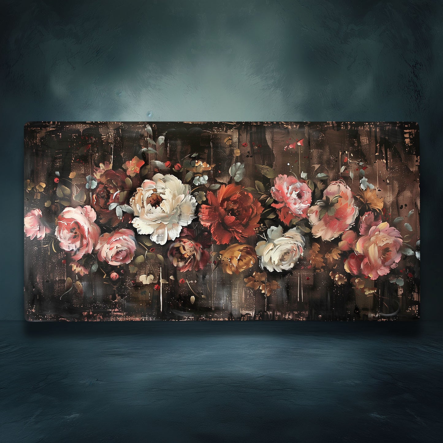 Cottagecore Rustic Roses Floral Extended XL Gaming Mouse Pad