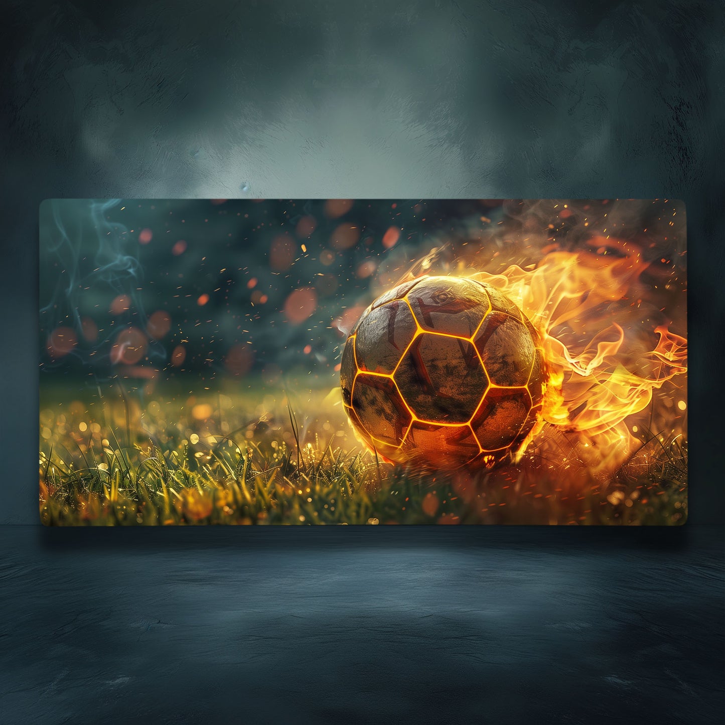 Fiery Soccer Ball Football Extended XL Gaming Mouse Pad