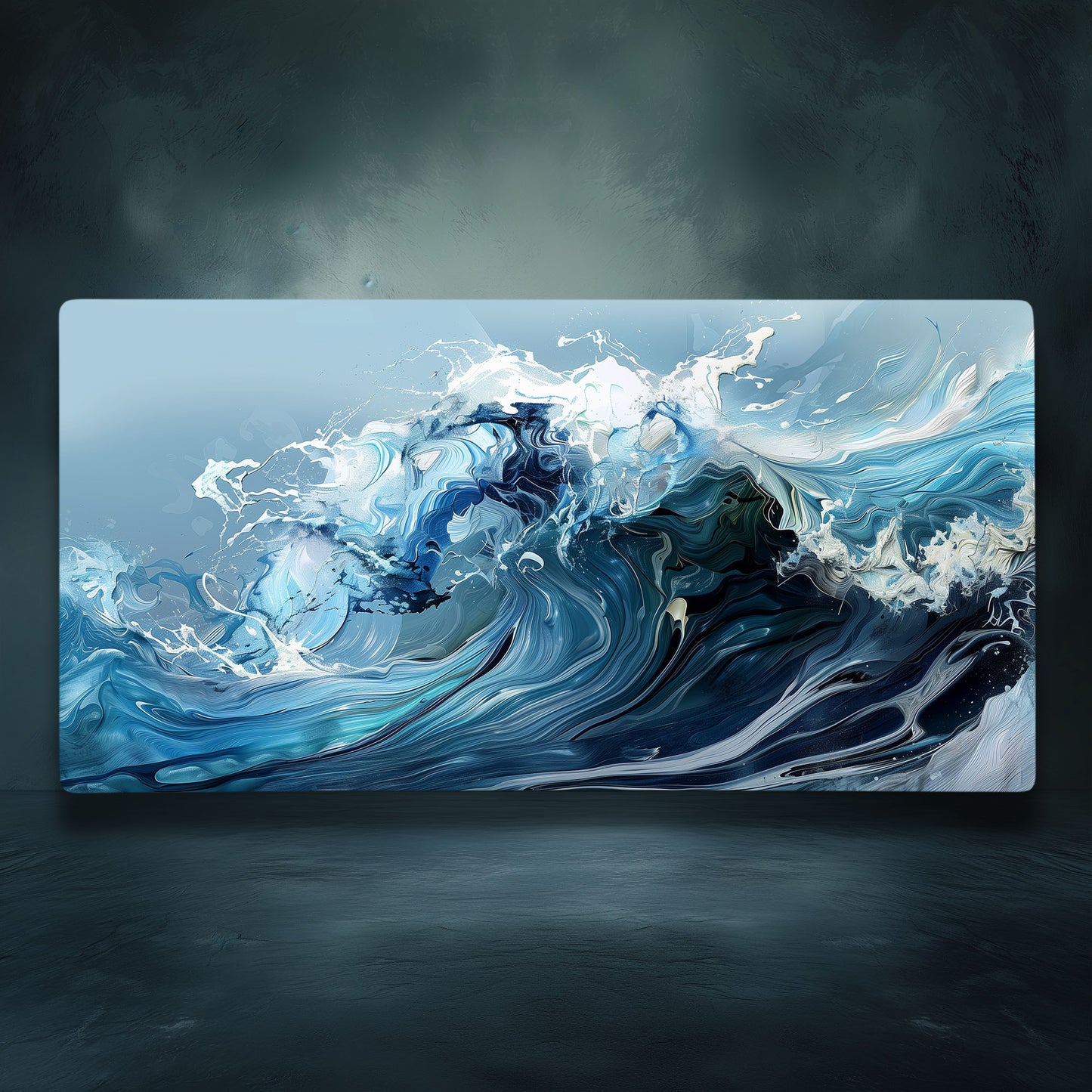 Liquid Paint Powerful Blue Wave Extended XL Gaming Mouse Pad