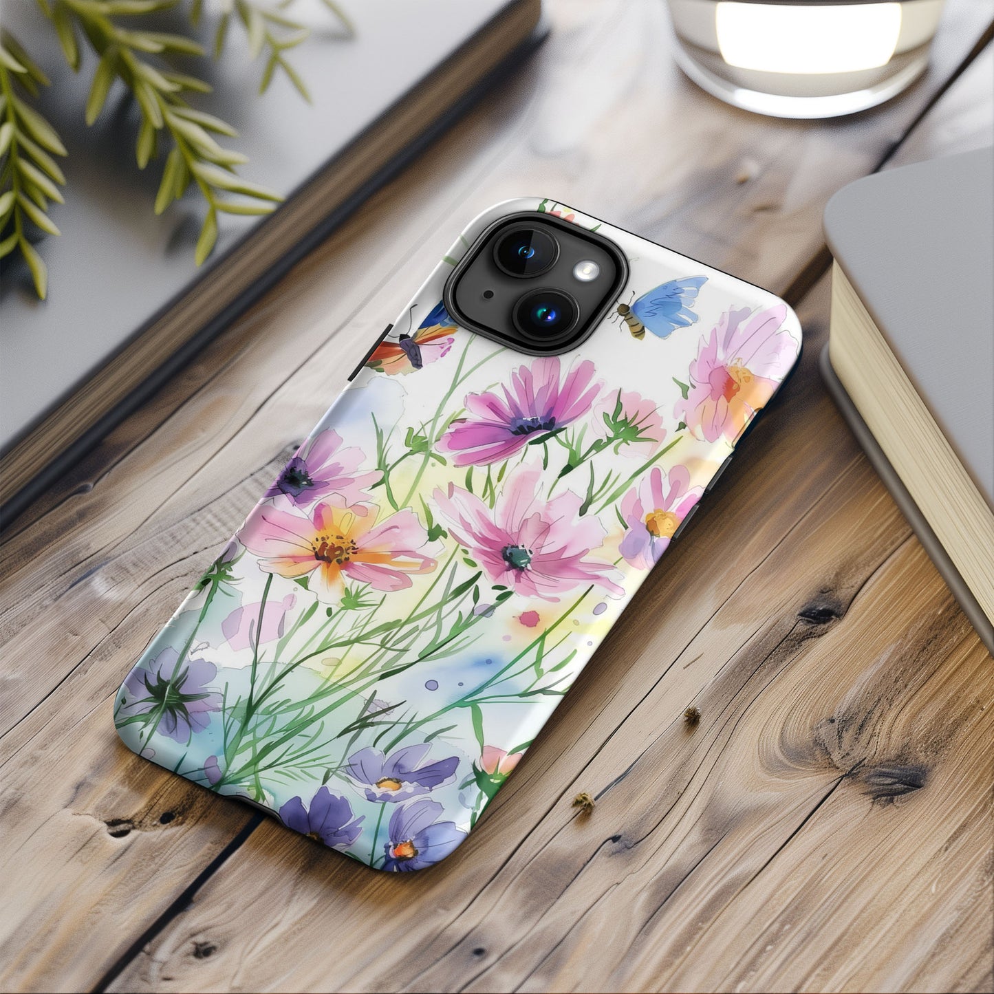 Watercolor Floral Butterfly Tough Case For iPhone