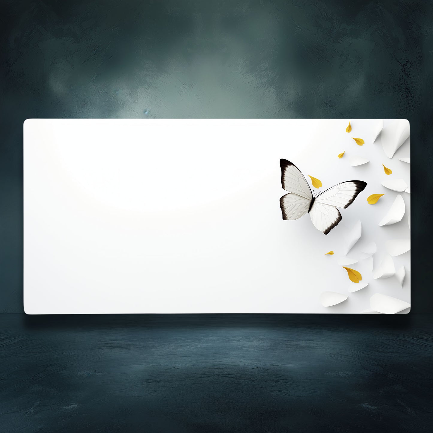 3D Abstract White Minimalist Butterfly Extended XL Gaming Mouse Pad