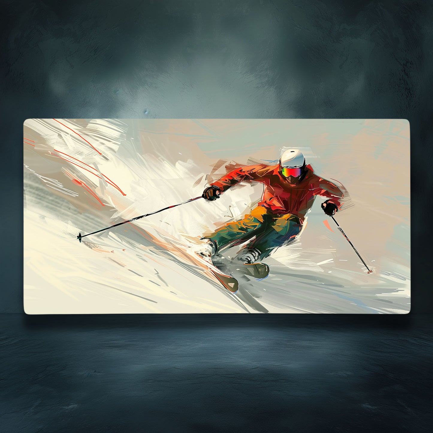 Skiing Downhill Slope Dynamic Action Carving Extended XL Gaming Mouse Pad