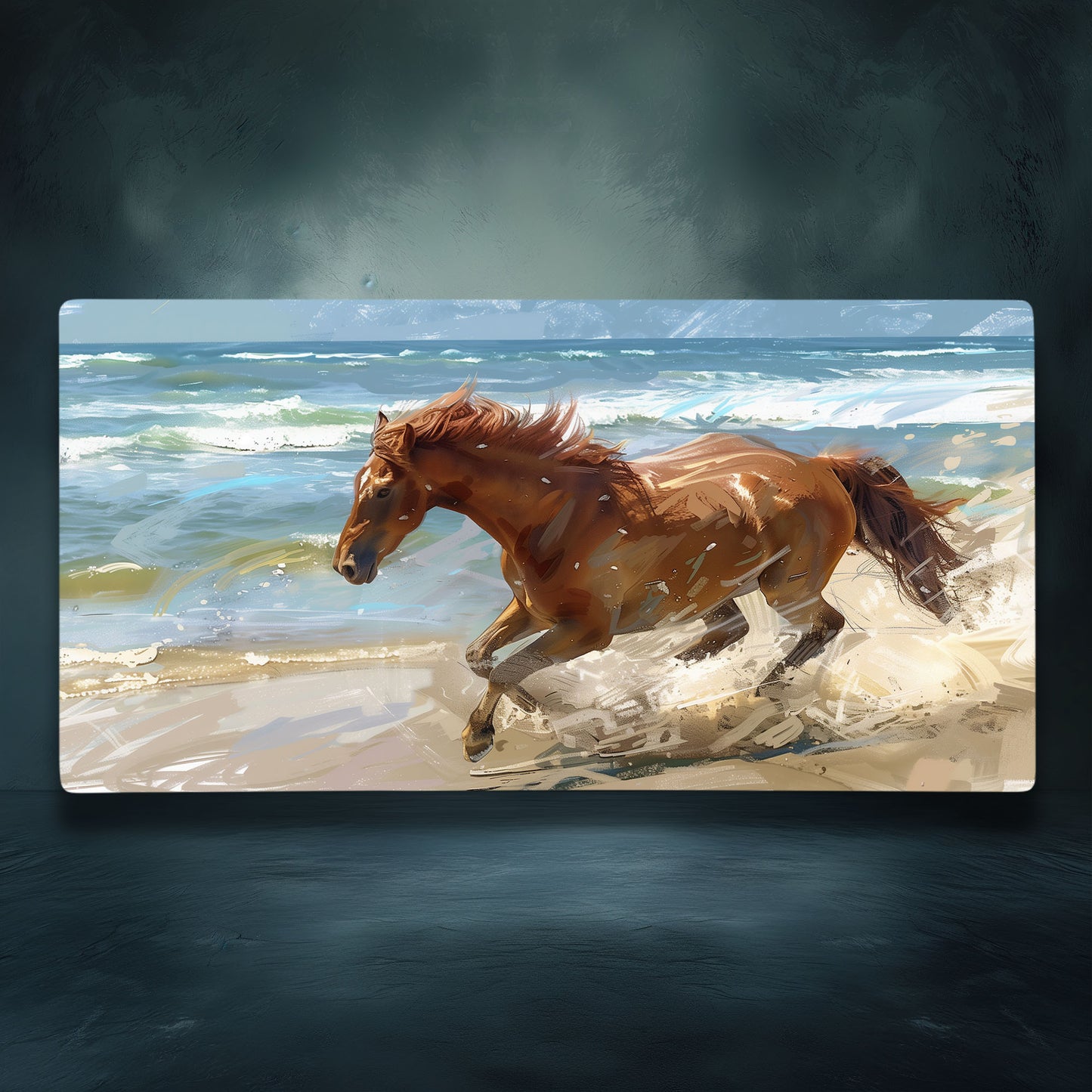 Wild Horse Oceanside Landscape Desk Mat, North Carolina Inspiration Extended XL Gaming Mouse Pad