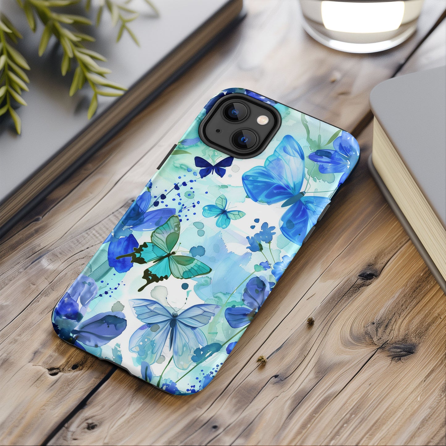 Blue Watercolor Butterflies Tough Case For iPhone