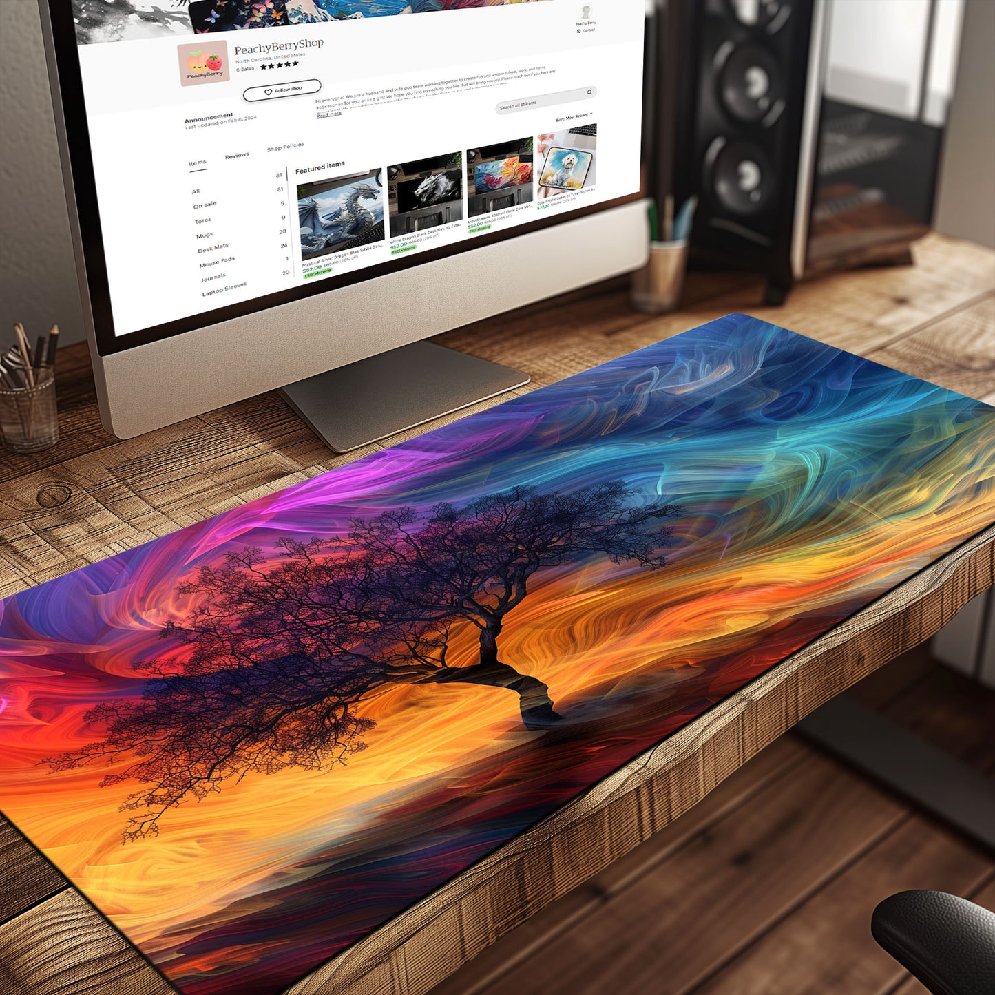 Abstract Tree In A Dreamlike World Extended XL Gaming Mouse Pad