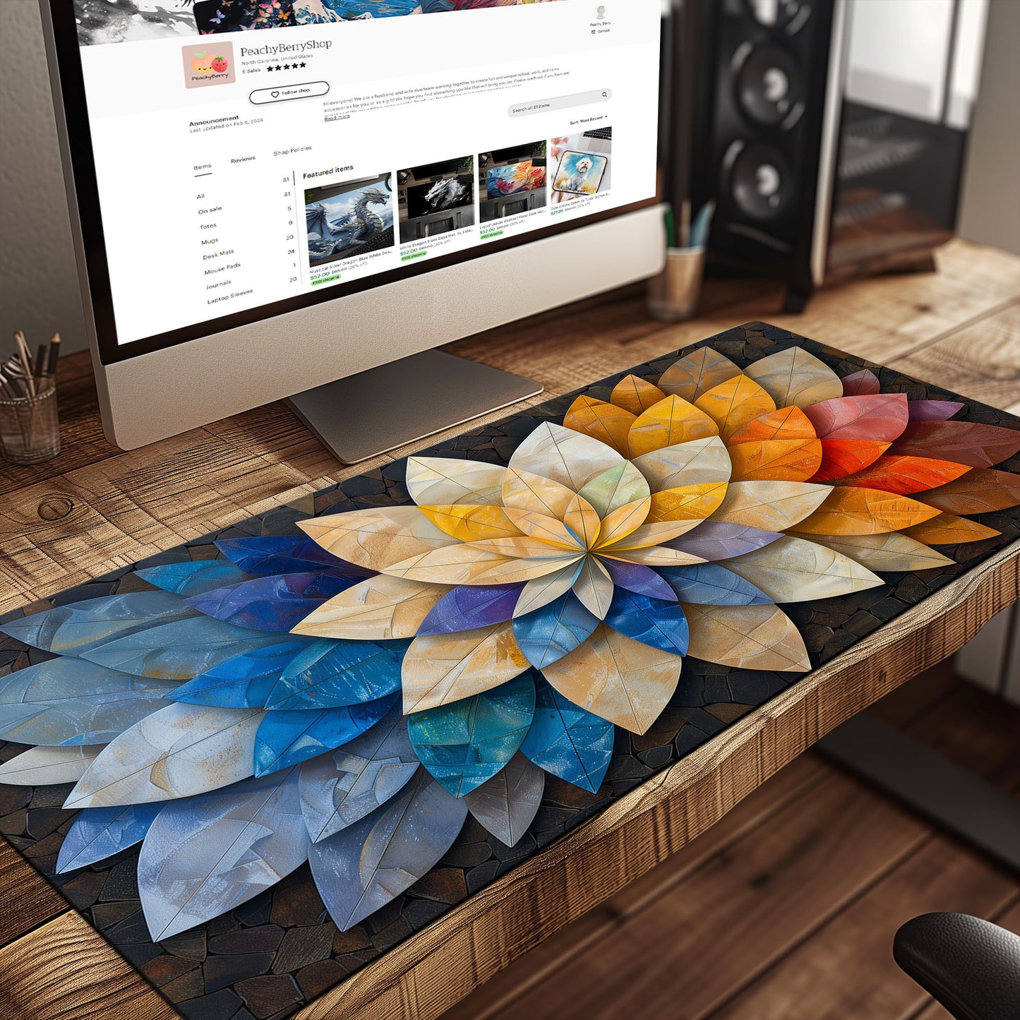 3D Abstract Lotus Medallion Floral Spirograph Art Extended XL Gaming Mouse Pad