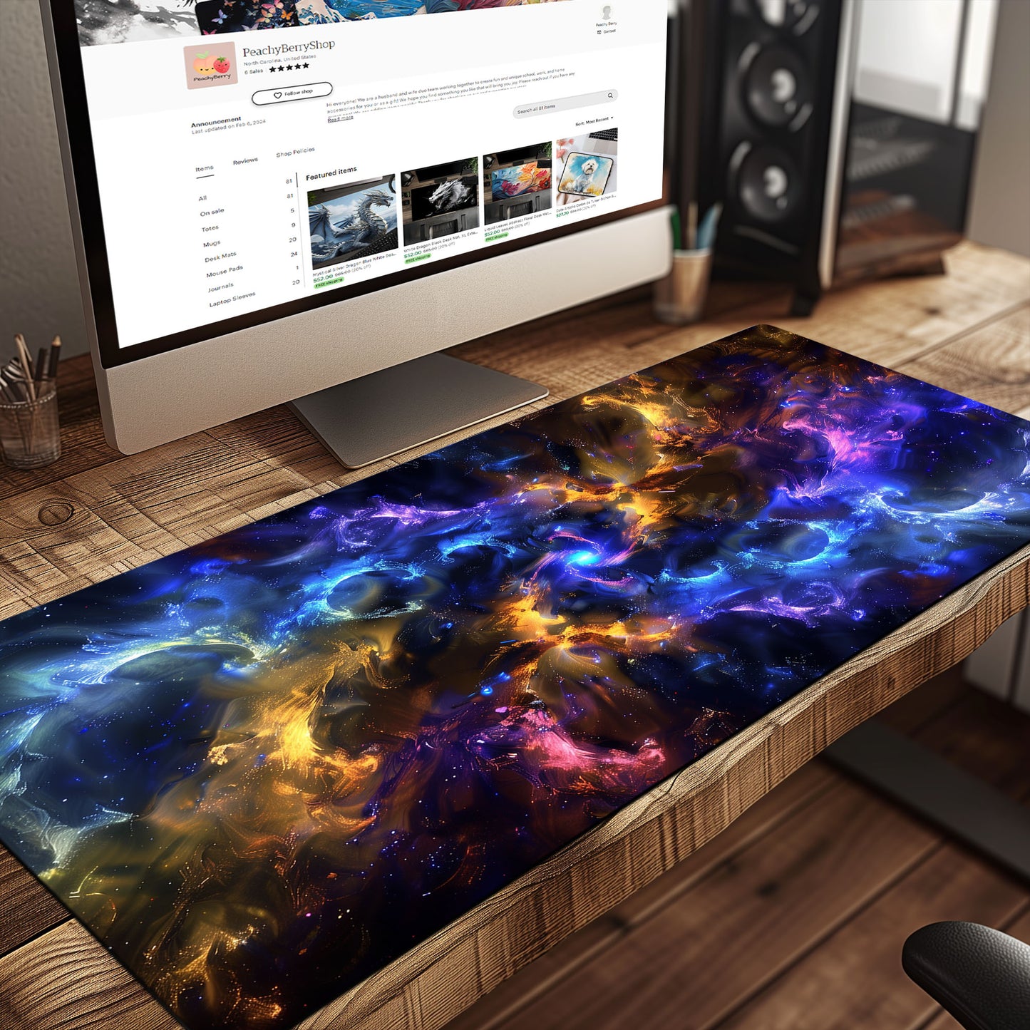 Mesmerizing Electric Galaxy Universe Outer Space Extended XL Gaming Mouse Pad