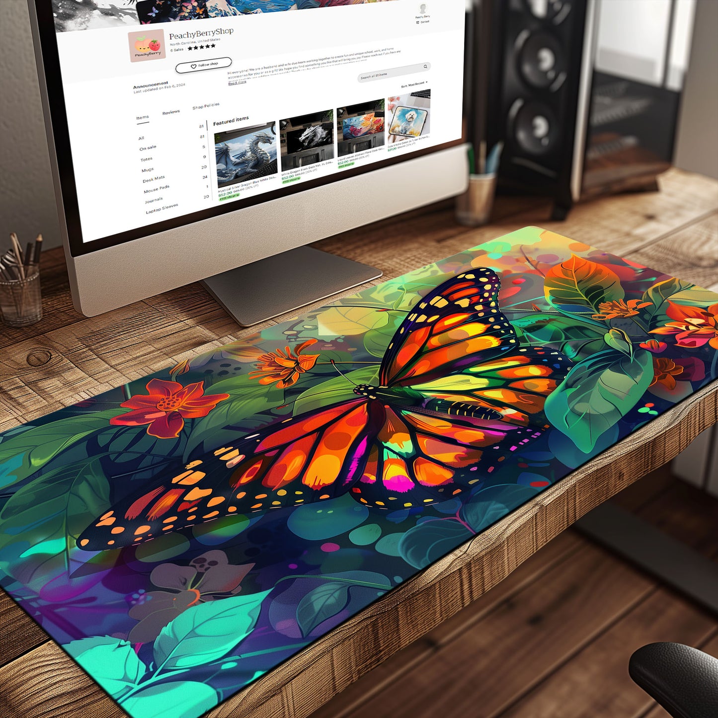 Brilliant Monarch Butterfly Flowers Extended XL Gaming Mouse Pad