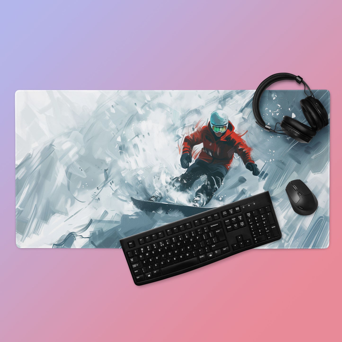 Snowboard Riding Freestyle Extended XL Gaming Mouse Pad