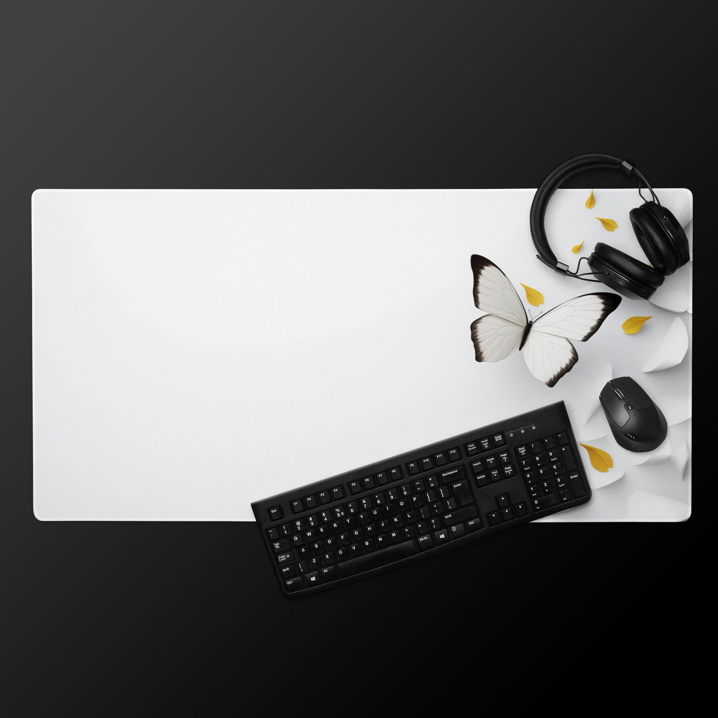 3D Abstract White Minimalist Butterfly Extended XL Gaming Mouse Pad