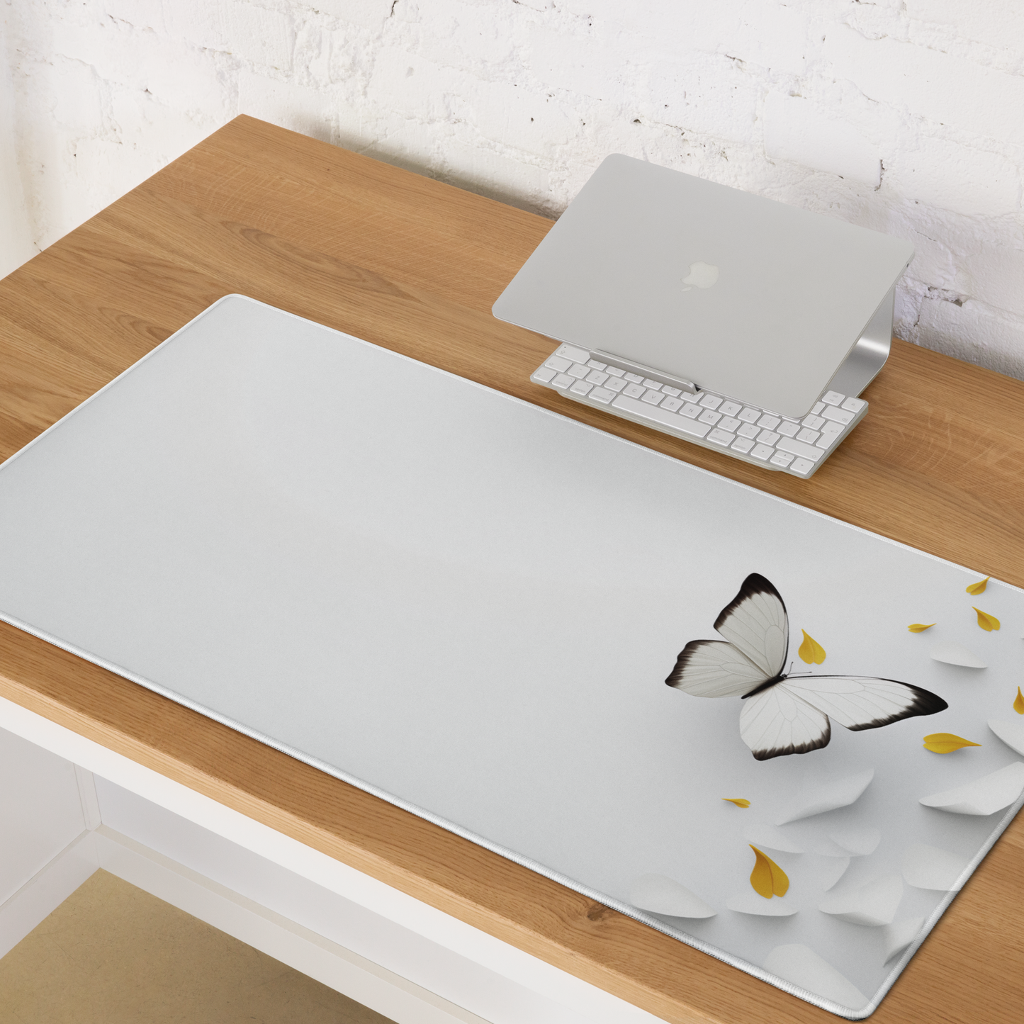 3D Abstract White Minimalist Butterfly Extended XL Gaming Mouse Pad