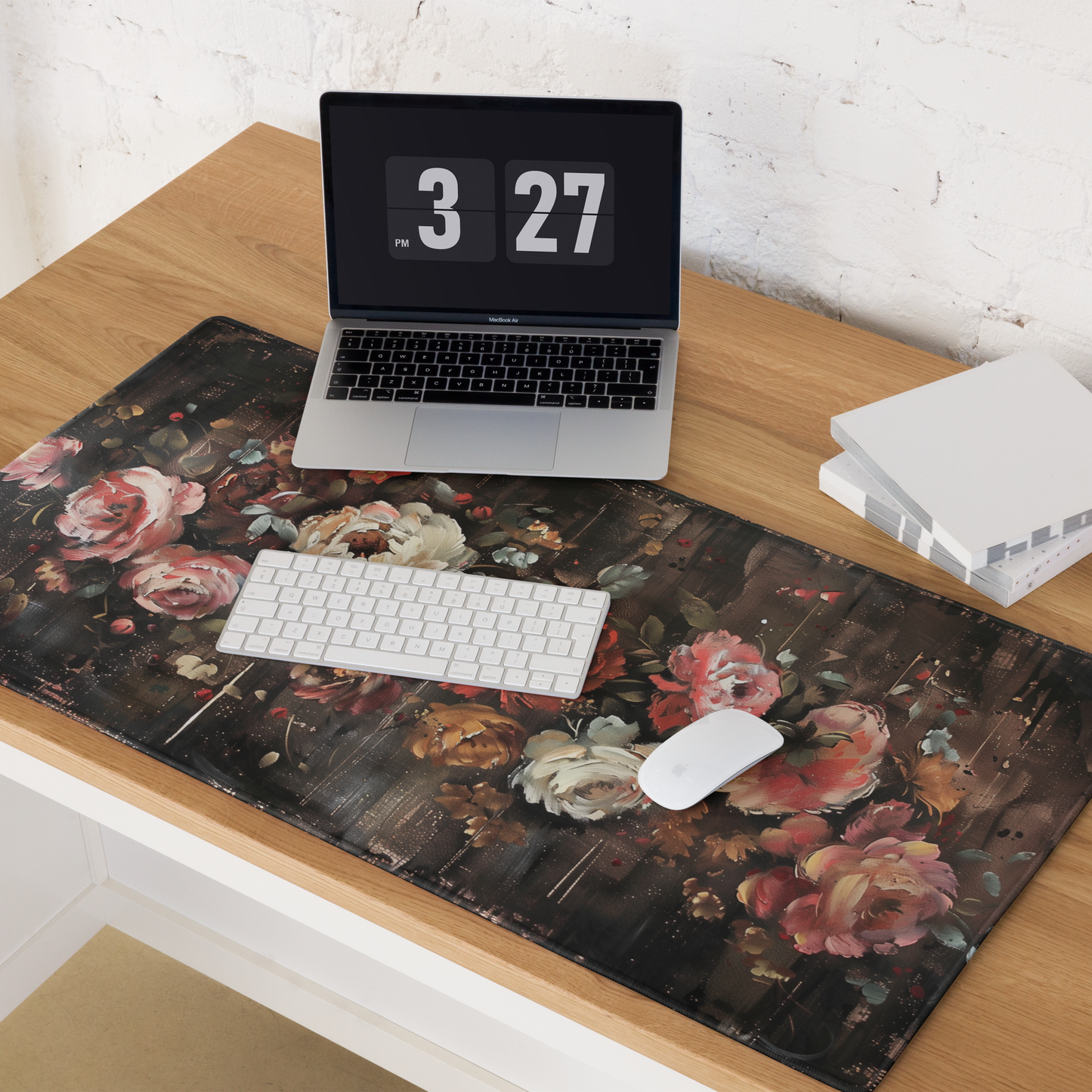 Cottagecore Rustic Roses Floral Extended XL Gaming Mouse Pad